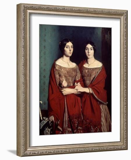The Two Sisters, or Mesdemoiselles Chasseriau: Marie-Antoinette-Adele and Genevieve, 1843-Theodore Chasseriau-Framed Giclee Print