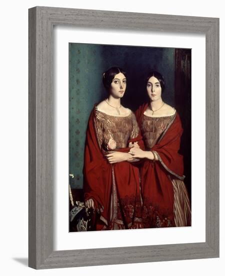 The Two Sisters, or Mesdemoiselles Chasseriau: Marie-Antoinette-Adele and Genevieve, 1843-Theodore Chasseriau-Framed Giclee Print