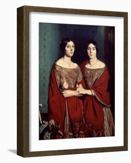 The Two Sisters, or Mesdemoiselles Chasseriau: Marie-Antoinette-Adele and Genevieve, 1843-Theodore Chasseriau-Framed Giclee Print