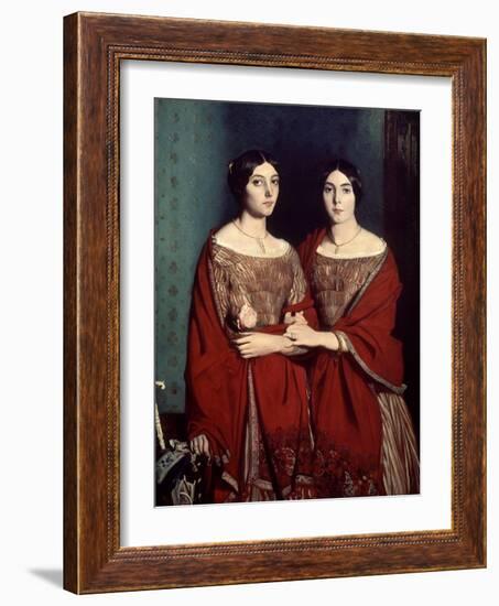 The Two Sisters, or Mesdemoiselles Chasseriau: Marie-Antoinette-Adele and Genevieve, 1843-Theodore Chasseriau-Framed Giclee Print