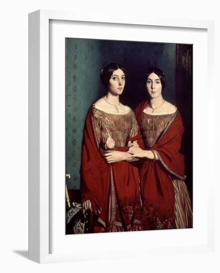 The Two Sisters, or Mesdemoiselles Chasseriau: Marie-Antoinette-Adele and Genevieve, 1843-Theodore Chasseriau-Framed Giclee Print