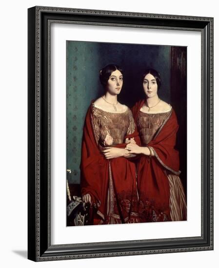 The Two Sisters, or Mesdemoiselles Chasseriau: Marie-Antoinette-Adele and Genevieve, 1843-Theodore Chasseriau-Framed Giclee Print