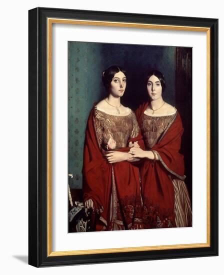 The Two Sisters, or Mesdemoiselles Chasseriau: Marie-Antoinette-Adele and Genevieve, 1843-Theodore Chasseriau-Framed Giclee Print