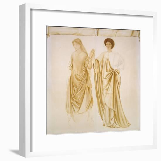 The Two Wives of Jason, before 1872 (Watercolour and Bodycolour over Black Chalk on Paper)-Edward Burne-Jones-Framed Giclee Print