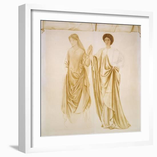 The Two Wives of Jason, before 1872 (Watercolour and Bodycolour over Black Chalk on Paper)-Edward Burne-Jones-Framed Giclee Print