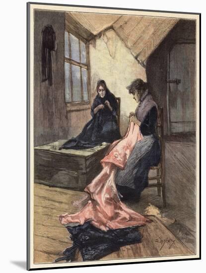 The Two Women Took up their Work Again (Colour Litho)-Dudley Hardy-Mounted Giclee Print