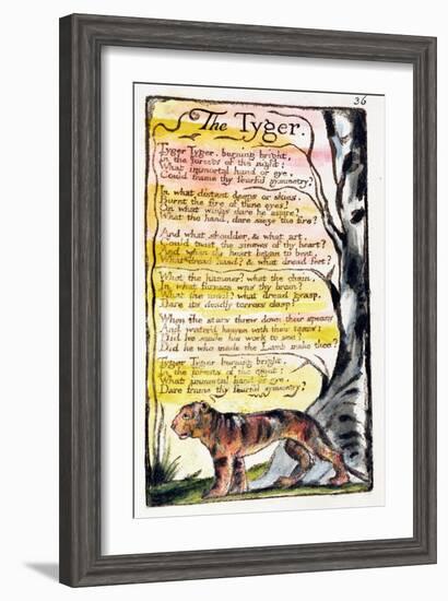 The Tyger', Plate 36 (Bentley 42) from 'Songs of Innocence and of Experience' (Bentley Copy L)-William Blake-Framed Giclee Print