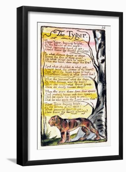 The Tyger', Plate 36 (Bentley 42) from 'Songs of Innocence and of Experience' (Bentley Copy L)-William Blake-Framed Giclee Print