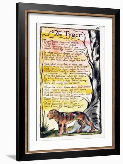 The Tyger', Plate 36 (Bentley 42) from 'Songs of Innocence and of Experience' (Bentley Copy L)-William Blake-Framed Giclee Print