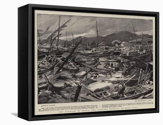 The Typhoon in China, the Damaged Shipping at Hong Kong-Frederic De Haenen-Framed Premier Image Canvas