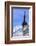 The typical alpine bell tower frames the snowy peaks, Langwies, district of Plessur, Canton of Grau-Roberto Moiola-Framed Photographic Print