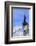 The typical alpine bell tower frames the snowy peaks, Langwies, district of Plessur, Canton of Grau-Roberto Moiola-Framed Photographic Print