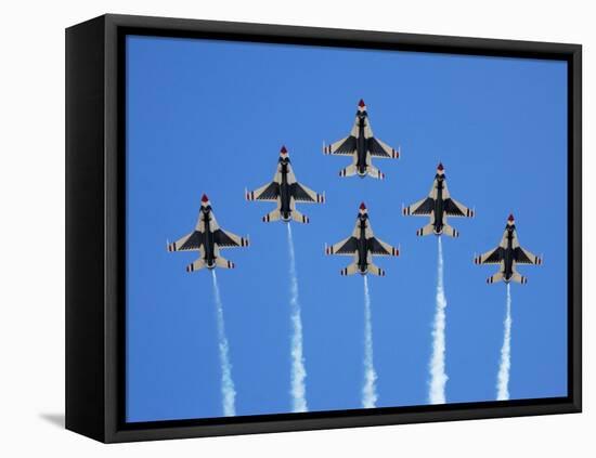 The U.S. Air Force Thunderbirds Perform a 6-ship Formation Flyby During An Air Show-Stocktrek Images-Framed Premier Image Canvas