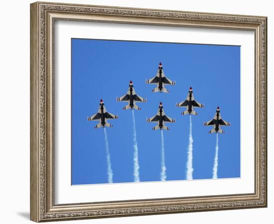 The U.S. Air Force Thunderbirds Perform a 6-ship Formation Flyby During An Air Show-Stocktrek Images-Framed Photographic Print