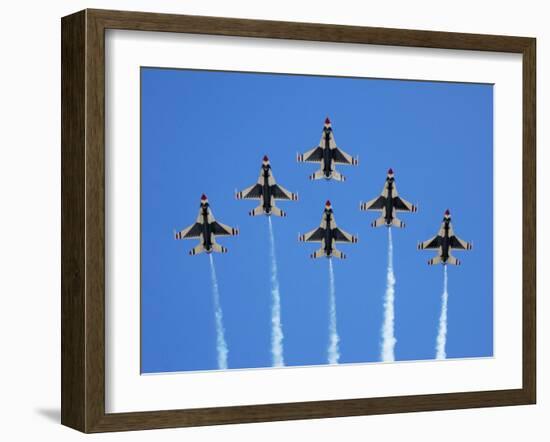 The U.S. Air Force Thunderbirds Perform a 6-ship Formation Flyby During An Air Show-Stocktrek Images-Framed Photographic Print