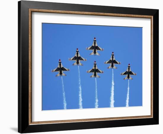 The U.S. Air Force Thunderbirds Perform a 6-ship Formation Flyby During An Air Show-Stocktrek Images-Framed Photographic Print