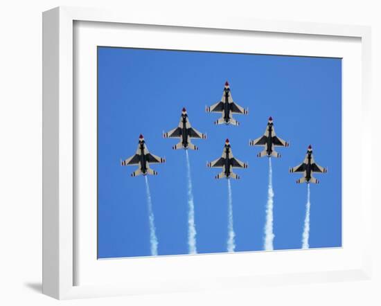 The U.S. Air Force Thunderbirds Perform a 6-ship Formation Flyby During An Air Show-Stocktrek Images-Framed Photographic Print