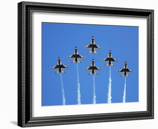 The U.S. Air Force Thunderbirds Perform a 6-ship Formation Flyby During An Air Show-Stocktrek Images-Framed Photographic Print