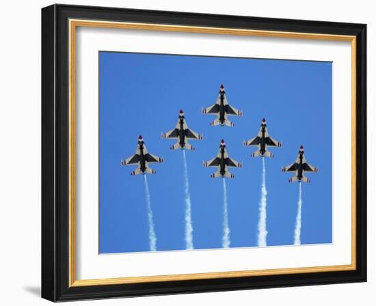 The U.S. Air Force Thunderbirds Perform a 6-ship Formation Flyby During An Air Show-Stocktrek Images-Framed Photographic Print