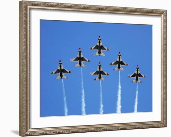 The U.S. Air Force Thunderbirds Perform a 6-ship Formation Flyby During An Air Show-Stocktrek Images-Framed Photographic Print