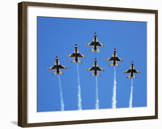 The U.S. Air Force Thunderbirds Perform a 6-ship Formation Flyby During An Air Show-Stocktrek Images-Framed Photographic Print