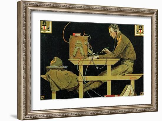 The U.S. Army Teaches Trades (or The Telegrapher)-Norman Rockwell-Framed Giclee Print