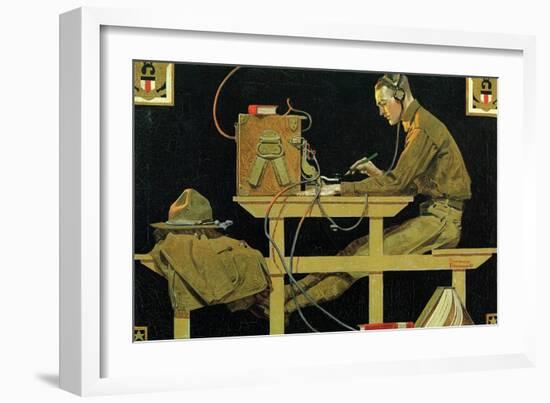 The U.S. Army Teaches Trades (or The Telegrapher)-Norman Rockwell-Framed Giclee Print