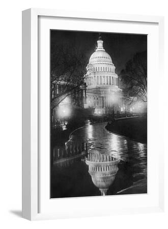 The U.S. Capitol Builing in a Light Night Rain' Art Print | Art.com