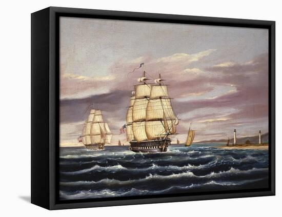 The U.S. Frigate United States and the Captured H. B. M. Frigate Macedonian Off Sandy Hook-Thomas Chambers-Framed Premier Image Canvas