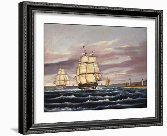 The U.S. Frigate United States and the Captured H. B. M. Frigate Macedonian Off Sandy Hook-Thomas Chambers-Framed Giclee Print