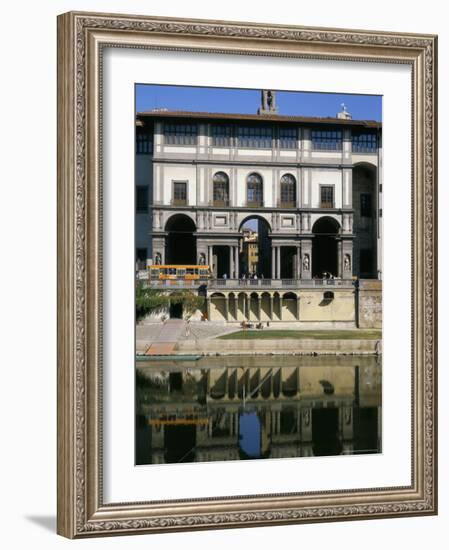 The Uffizi Reflected in the Arno River, Florence, Tuscany, Italy-Nedra Westwater-Framed Photographic Print