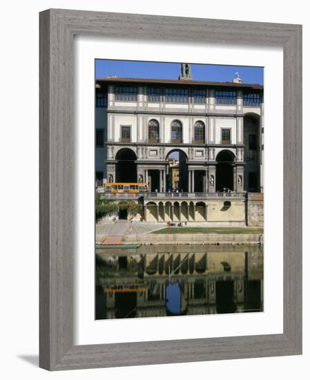 The Uffizi Reflected in the Arno River, Florence, Tuscany, Italy-Nedra Westwater-Framed Photographic Print