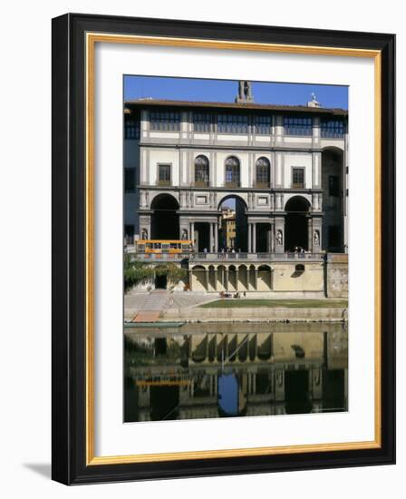 The Uffizi Reflected in the Arno River, Florence, Tuscany, Italy-Nedra Westwater-Framed Photographic Print