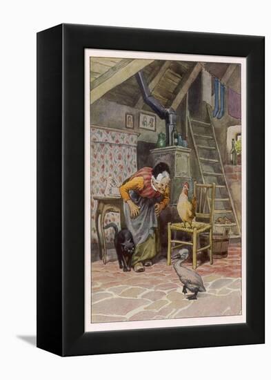 The Ugly Duckling at Home with the Old Woman and Her Other Beasts-Paul Hey-Framed Premier Image Canvas