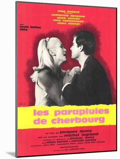 The Umbrellas of Cherbourg, French Movie Poster, 1964-null-Mounted Art Print