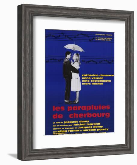 The Umbrellas of Cherbourg, French Movie Poster, 1964-null-Framed Art Print