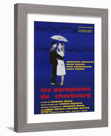 The Umbrellas of Cherbourg, French Movie Poster, 1964-null-Framed Art Print