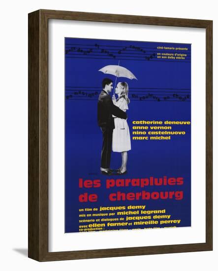 The Umbrellas of Cherbourg, French Movie Poster, 1964-null-Framed Art Print