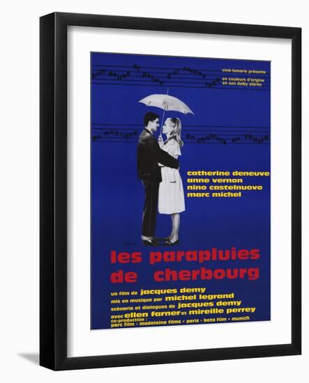 The Umbrellas of Cherbourg, French Movie Poster, 1964-null-Framed Art Print