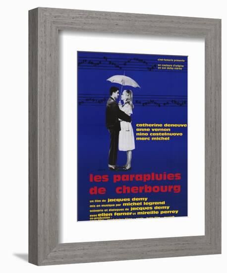 The Umbrellas of Cherbourg, French Movie Poster, 1964-null-Framed Premium Giclee Print