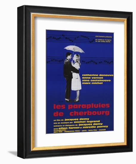 The Umbrellas of Cherbourg, French Movie Poster, 1964-null-Framed Premium Giclee Print