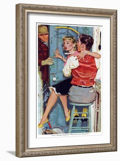 The Undecided Blonde  - Saturday Evening Post "Leading Ladies", January 29, 1955 pg.p24-Robert Meyers-Framed Giclee Print