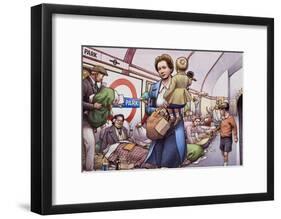 The Underground During the Blitz-Pat Nicolle-Framed Giclee Print