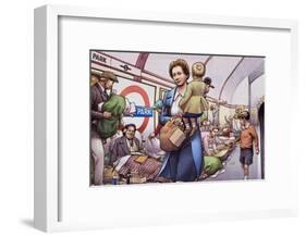 The Underground During the Blitz-Pat Nicolle-Framed Giclee Print