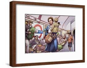 The Underground During the Blitz-Pat Nicolle-Framed Giclee Print
