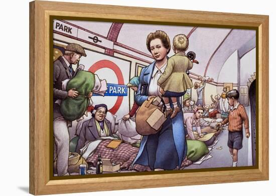 The Underground During the Blitz-Pat Nicolle-Framed Premier Image Canvas