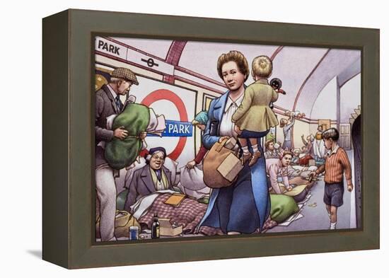 The Underground During the Blitz-Pat Nicolle-Framed Premier Image Canvas
