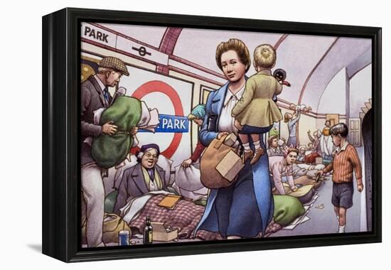 The Underground During the Blitz-Pat Nicolle-Framed Premier Image Canvas