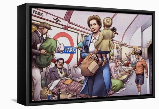 The Underground During the Blitz-Pat Nicolle-Framed Premier Image Canvas