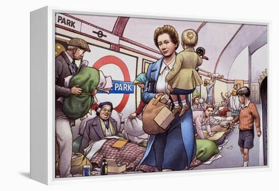 The Underground During the Blitz-Pat Nicolle-Framed Premier Image Canvas